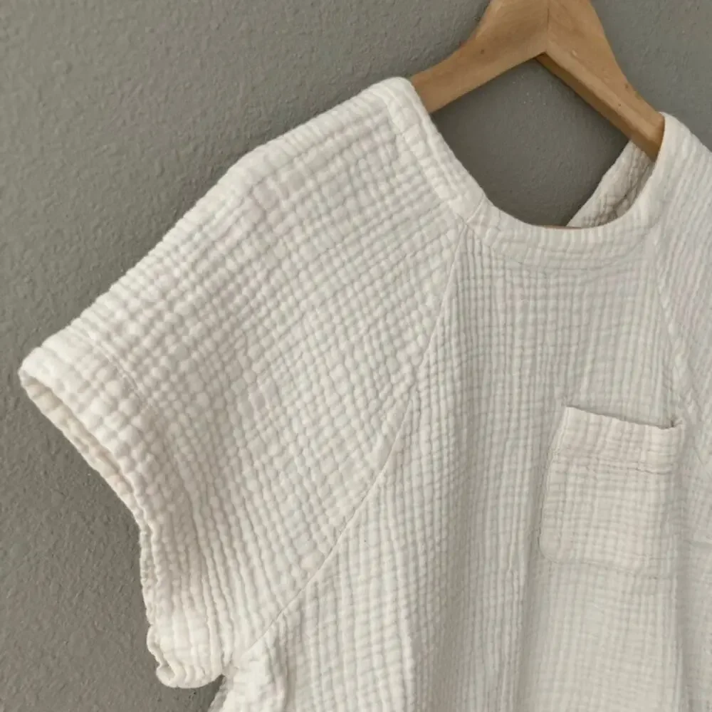 Madewell Lightspun Renwood Button-Back Top Lighthouse White Medium